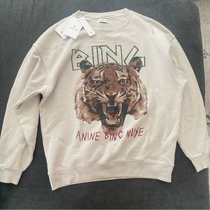 Anine Bing Tiger Sweatshirt - Stone, Medium NWT